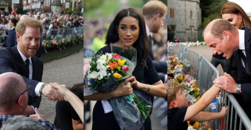 
Harijs, Megana, Viljams un Keita pārsteidz iedzīvotājus ar negaidītu vizīti pie Vindzoras pils
